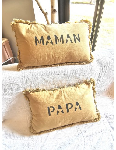 Coussin "PAPA" ocre ou vieux rose...