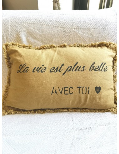 Coussin "LA VIE EST PLUS BELLE avec...